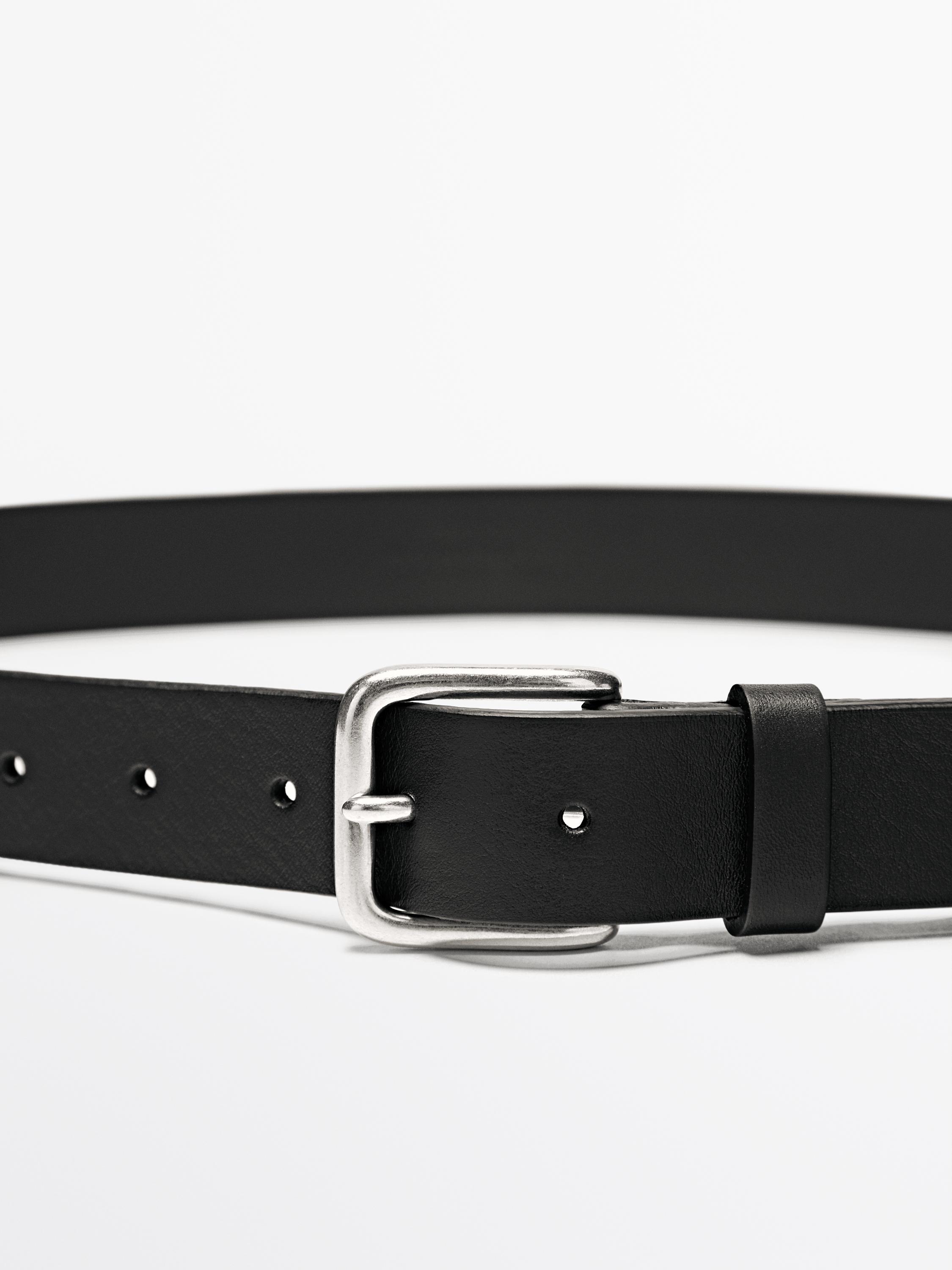 Ceinture boucle carrée en cuir nappa